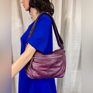 Coach Plum Perforated Leather Shoulder Bag 12939